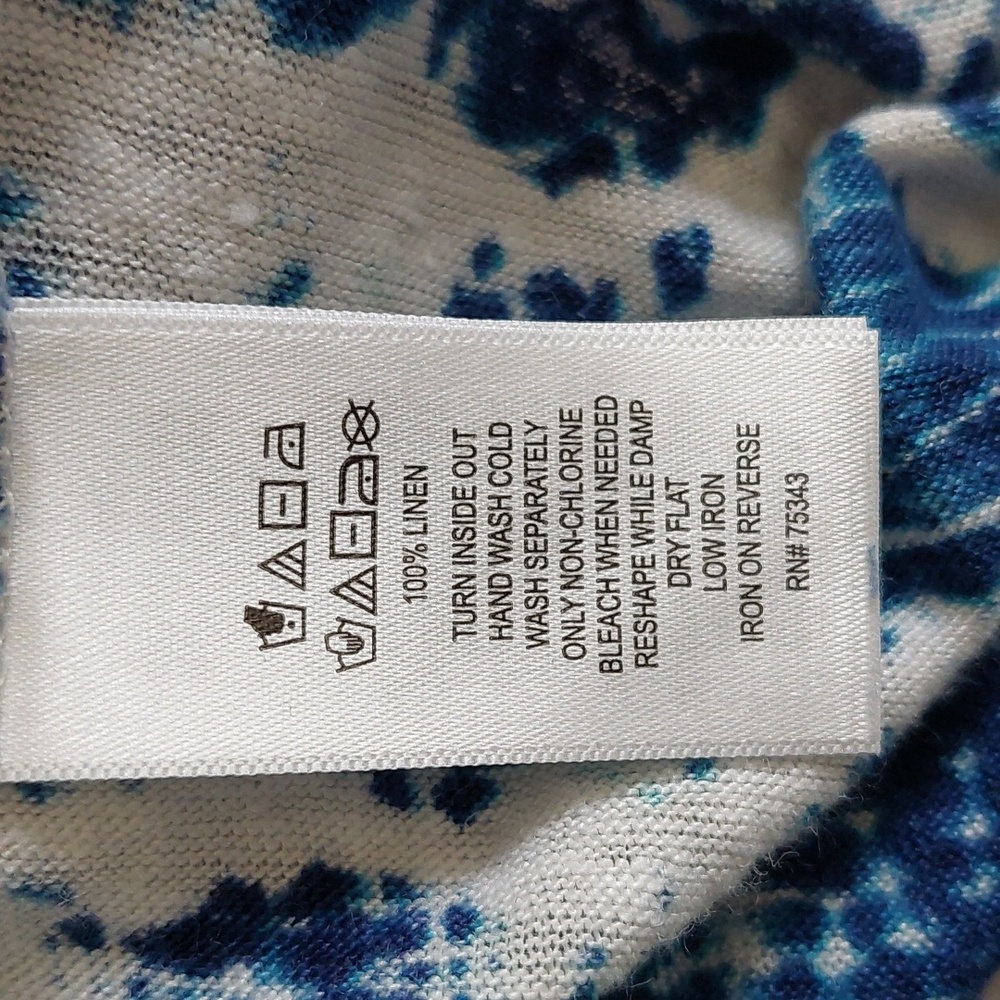 Nicole Miller blue batik print linen knit top, XL - Picture 4 of 4